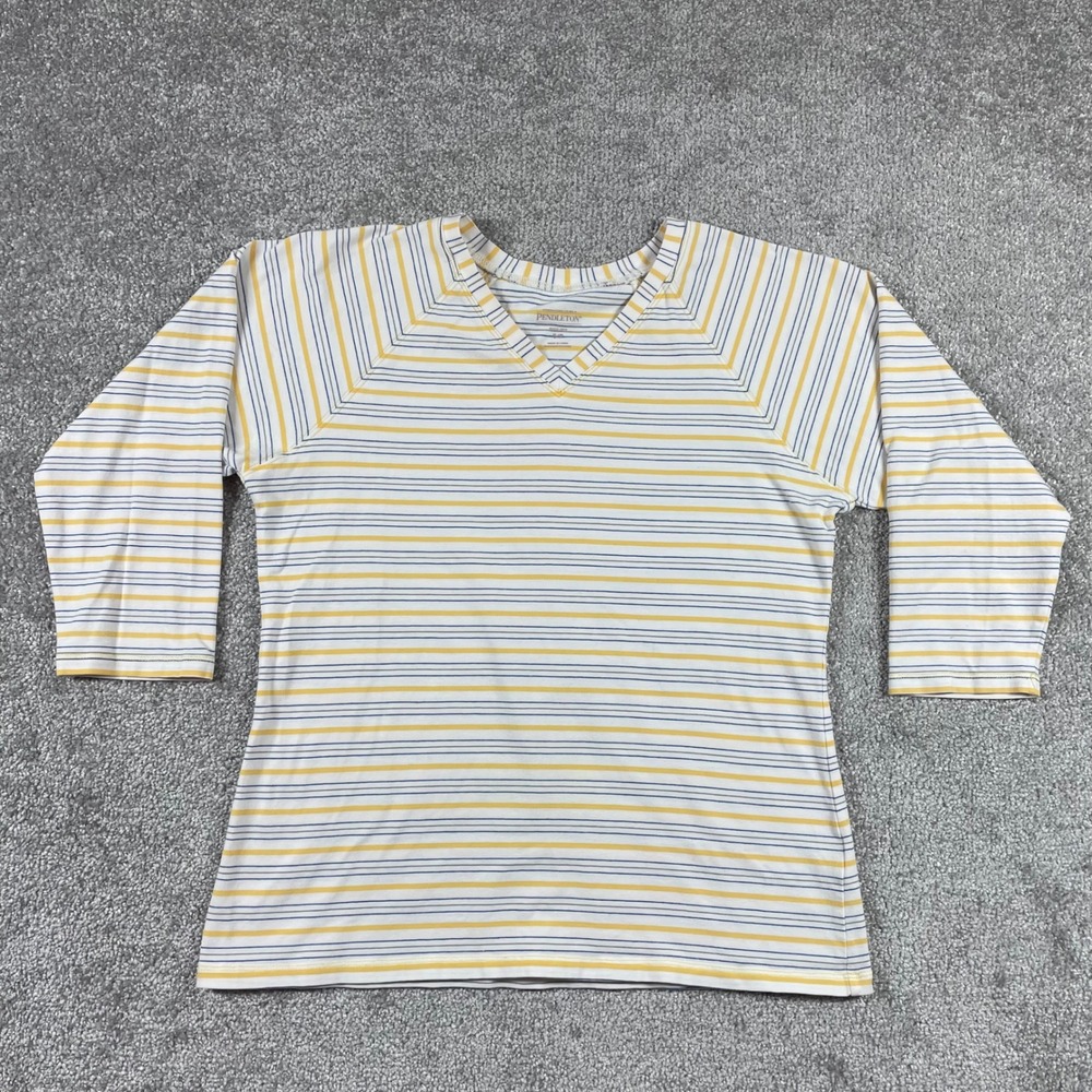 Pendleton T Shirt Womens Small Striped V Neck Raglan Cotton Spandex